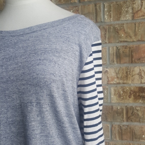 J. CREW Gray & Striped T-Shirt - Size Large - Picture 3 of 4